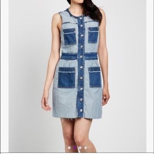 7 For All Mankind two tone raw hem button down dress